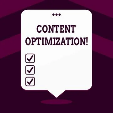 Writing note showing Content Optimization. Business photo showcasing techniques Illustrazione stock