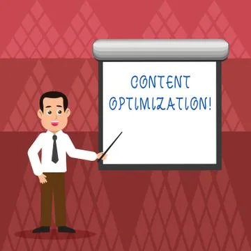 Writing note showing Content Optimization. Business photo showcasing techniques 스톡 일러스트
