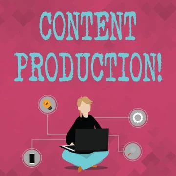 Writing note showing Content Production. Business photo showcasing way of Stock Illustration