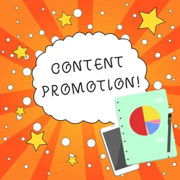 Writing note showing Content Promotion. Business photo showcasing about getting Stock Illustration