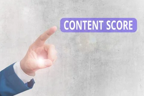 Writing note showing Content Score. Business photo showcasing aggregated Stock Photos