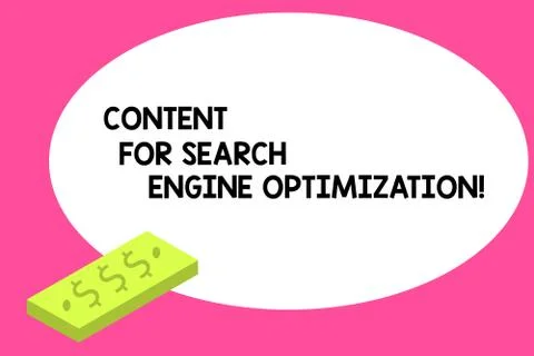 Writing note showing Content For Search Engine Optimization. Business photo Stock Illustration