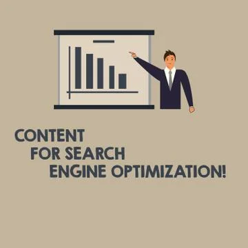 Writing note showing Content For Search Engine Optimization. Business photo Illustrazione stock