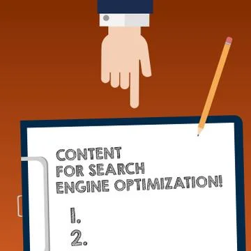 Writing note showing Content For Search Engine Optimization. Business photo イラスト素材