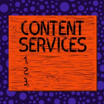 Writing note showing Content Services. Business photo showcasing delivers the Stock Illustration