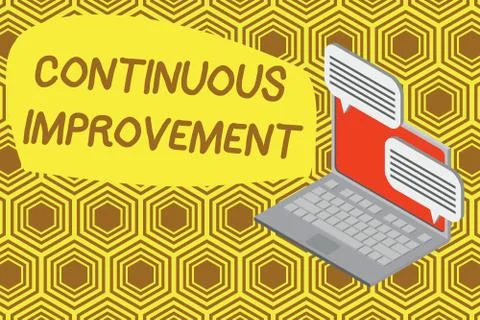 Writing note showing Continuous Improvement. Business photo showcasing ongoing Stock Illustration