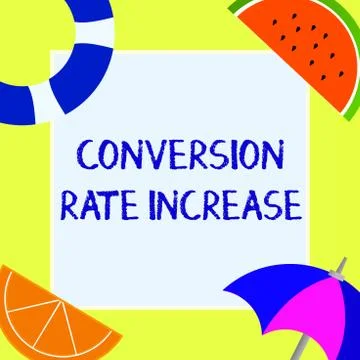 Writing note showing Conversion Rate Increase. Business photo showcasing Ratio Stockillustratie