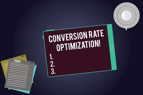 Writing note showing Conversion Rate Optimization. Business photo showcasing Stock Illustration