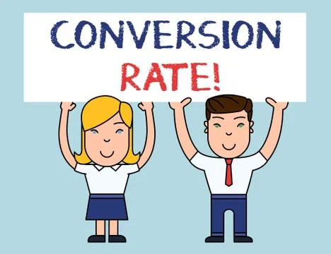 Writing note showing Conversion Rate. Business photo showcasing number of Illustrazione stock