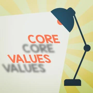 Writing note showing Core Values. Business photo showcasing principles which Illustrazione stock