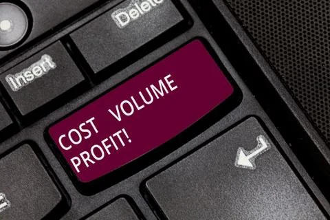 Writing note showing Cost Volume Profit. Business photo showcasing form of cost Foto stock