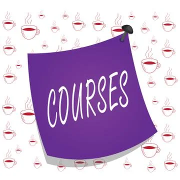 Writing note showing Courses. Business photo showcasing Route Direction followed Stock Illustration