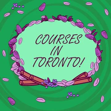 Writing note showing Courses In Toronto. Business photo showcasing direction or Stock Illustration