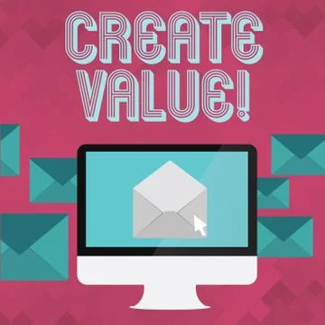 Writing note showing Create Value. Business photo showcasing making sure rega Stock Illustration