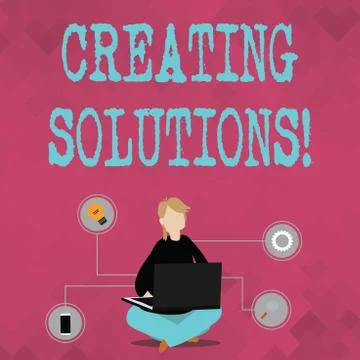 Writing note showing Creating Solutions. Business photo showcasing Make ways to イラスト素材