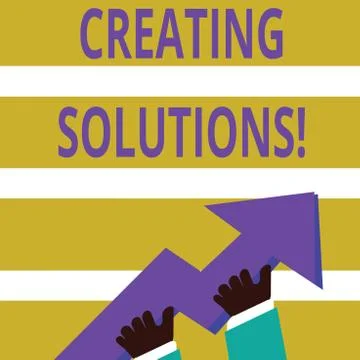 Writing note showing Creating Solutions. Business photo showcasing Make ways to Ilustración de archivo