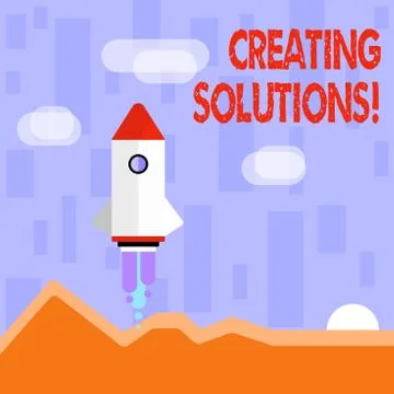 Writing note showing Creating Solutions. Business photo showcasing Make ways to イラスト素材