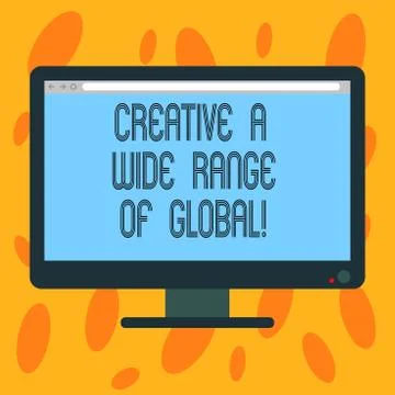 Writing note showing Creative A Wide Range Of Global. Business photo showcasing Illustrazione stock