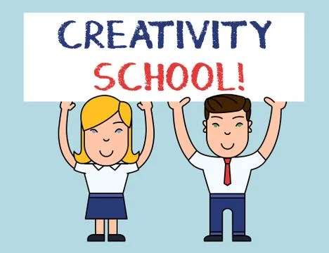Writing note showing Creativity School. Business photo showcasing students are Illustrazione stock