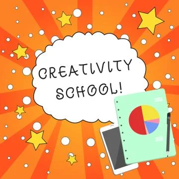 Writing note showing Creativity School. Business photo showcasing students are Stock Illustration