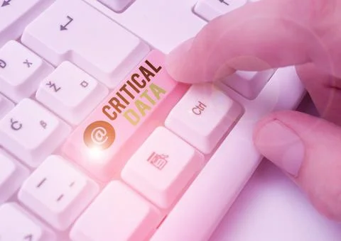 Writing note showing Critical Data. Business photo showcasing elements of Stock Photos