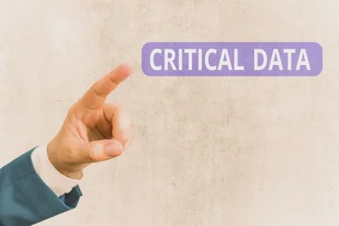 Writing note showing Critical Data. Business photo showcasing elements of Stock Photos