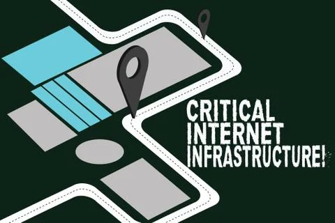 Writing note showing Critical Internet Infrastructure. Business photo showcasing Stock Illustration