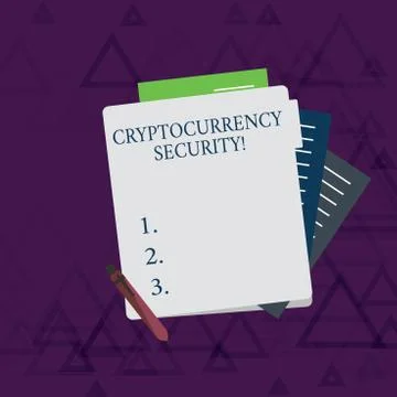 Writing note showing Cryptocurrency Security. Business photo showcasing attem Stock Illustration