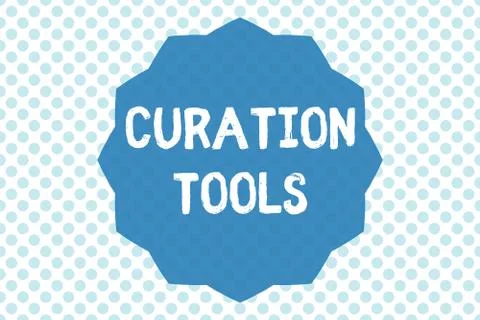 Writing note showing Curation Tools. Business photo showcasing Software used in Ilustração Stock