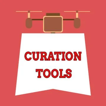 Writing note showing Curation Tools. Business photo showcasing Software used in Illustrazione stock