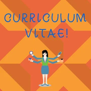 Writing note showing Curriculum Vitae. Business photo showcasing brief accoun Illustrazione stock