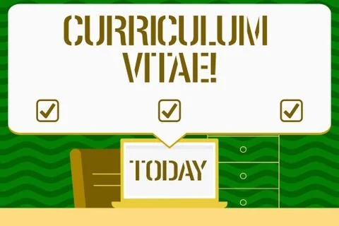 Writing note showing Curriculum Vitae. Business photo showcasing brief accoun Illustrazione stock