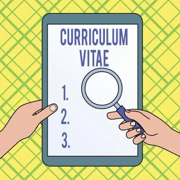 Writing note showing Curriculum Vitae. Business photo showcasing overview of Stock Illustration