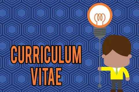 Writing note showing Curriculum Vitae. Business photo showcasing overview of Illustrazione stock