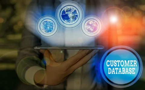 Writing note showing Customer Database. Business photo showcasing uptodate on Stock Photos