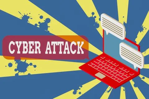 Writing note showing Cyber Attack. Business photo showcasing attempt by hackers Illustrazione stock