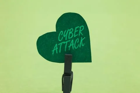 Writing note showing Cyber Attack. Business photo showcasing An attempt by Stock Photos