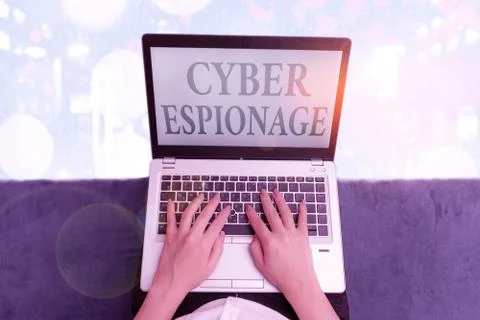 Writing note showing Cyber Espionage. Business photo showcasing obtaining 스톡 사진