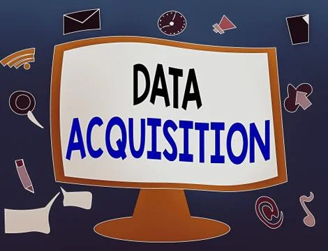 Writing note showing Data Acquisition. Business photo showcasing way to obtain Stockillustratie