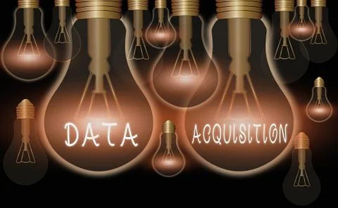 Writing note showing Data Acquisition. Business photo showcasing way to obtain Illustrazione stock