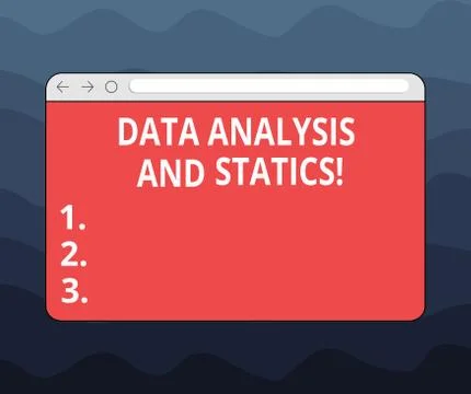 Writing note showing Data Analysis And Statics. Business photo showcasing Chart Illustrazione stock