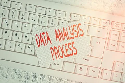 Writing note showing Data Analysis Process. Business photo showcasing build a Stock Photos