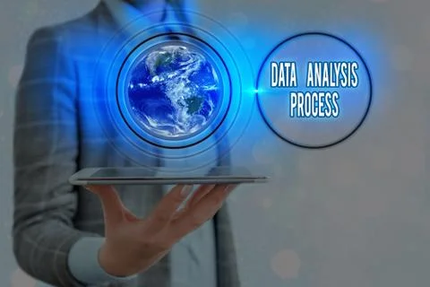 Writing note showing Data Analysis Process. Business photo showcasing build a 写真素材