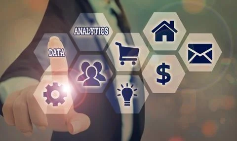Writing note showing Data Analytics. Business photo showcasing process of 스톡 사진