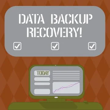 Writing note showing Data Backup Recovery. Business photo showcasing the process Stockillustratie