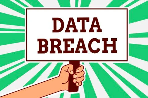 Writing note showing Data Breach. Business photo showcasing security incident Stock Illustration