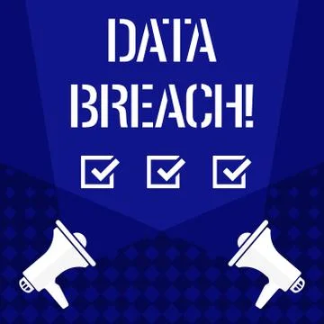 Writing note showing Data Breach. Business photo showcasing security incident Stockillustratie