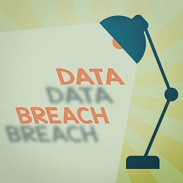 Writing note showing Data Breach. Business photo showcasing unauthorized release Stock Illustration