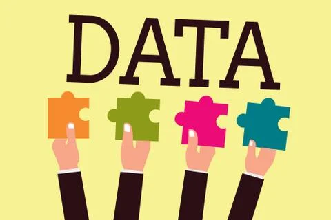 Writing note showing Data. Business photo showcasing Piece of information Fac 스톡 일러스트