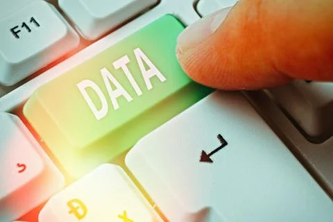 Writing note showing Data. Business photo showcasing Piece of information Facts Stockfoto's